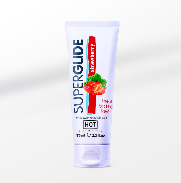 Гель лубрикант с ароматом клубники HOT SuperGlide на водной основе 75 мл_1