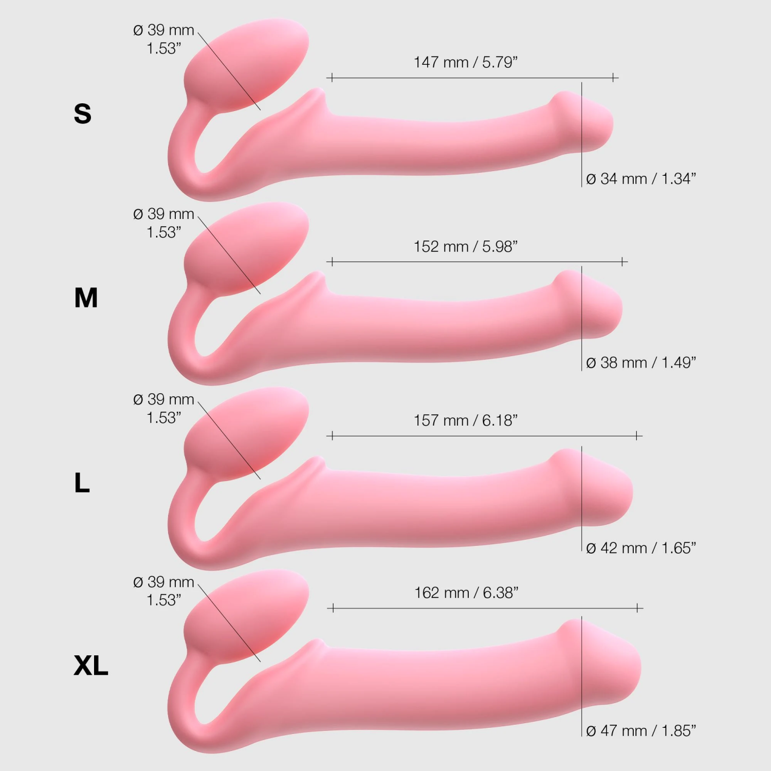 Гибкий страпон Strap-on-me Semi-Realiste BENDABLE ROSE, M_14