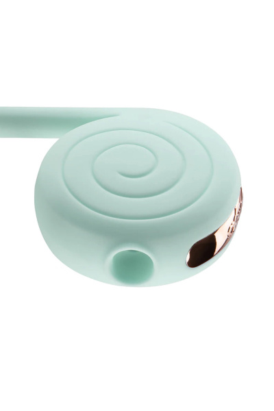Вибратор с вакуумным стимулятором OTOUCH Lollipop Dual Stimulation, силикон, бело-бирюзовый, 20 см_3