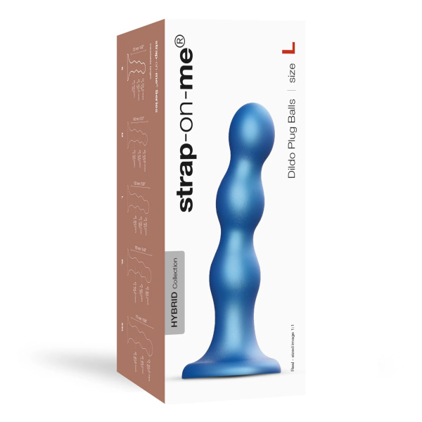 Фаллоимитатор Strap-On-Me Dildo Plug Balls синий металлик L, 16,5 см_3