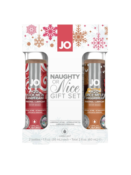Набор вкусовых лубрикантов JO Naughty or Nice "Рождественский леденец/Имбирный пряник" по 30 мл._1