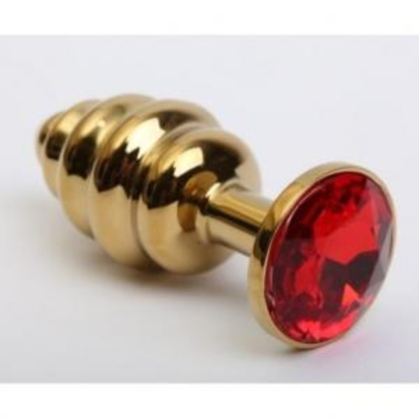 АНАЛЬНАЯ ПРОБКА ФИГУРНАЯ ЗОЛОТО С КРАСНЫМ СТРАЗОМ 8Х3,5СМ_1