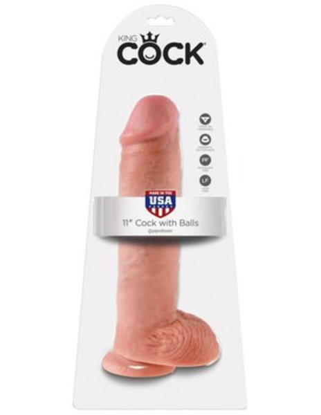 Фаллоимитатор на присоске 11 Cock with Balls телесный King Cock_1