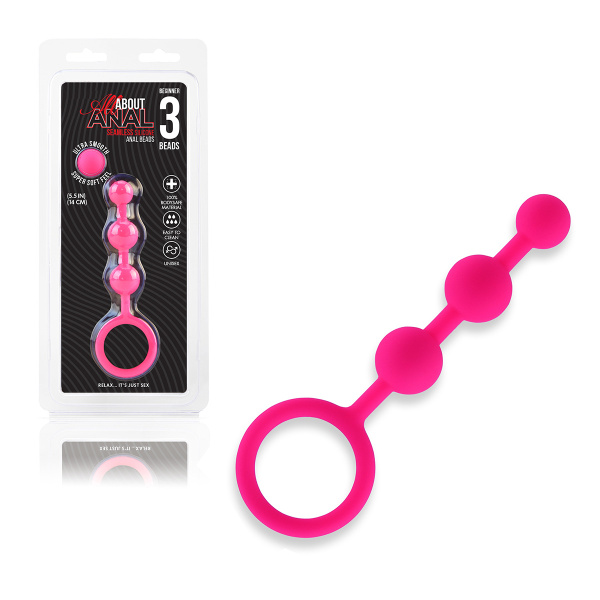 Розовые силиконовые анальные бусины Silicone Anal Beads 3 шарика_2
