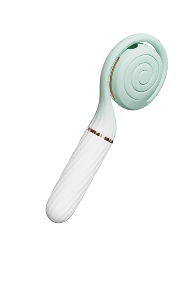 Вибратор с вакуумным стимулятором OTOUCH Lollipop Dual Stimulation, силикон, бело-бирюзовый, 20 см_2