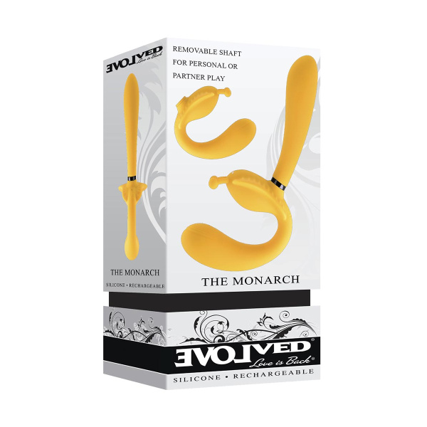 Безремневой страпон с вибрацией The Monarch, желтый_3
