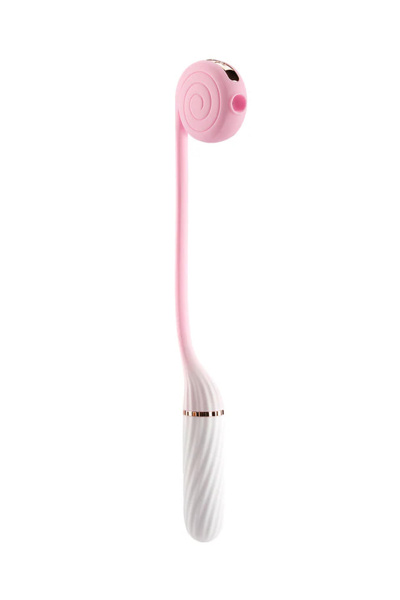 Вибратор с вакуумным стимулятором OTOUCH Lollipop Dual Stimulation, силикон, бело-розовый, 20 см_4