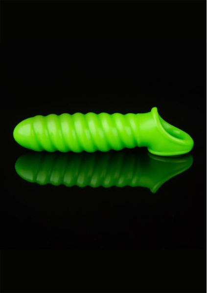 Увеличивающая насадка закрытого типа с кольцом для фиксации на мошонке спиральная люминисцентная_2