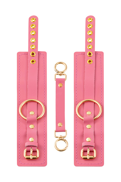 Оковы Pecado BDSM, прямоугольные, однослойные, натуральная кожа, розовый_5