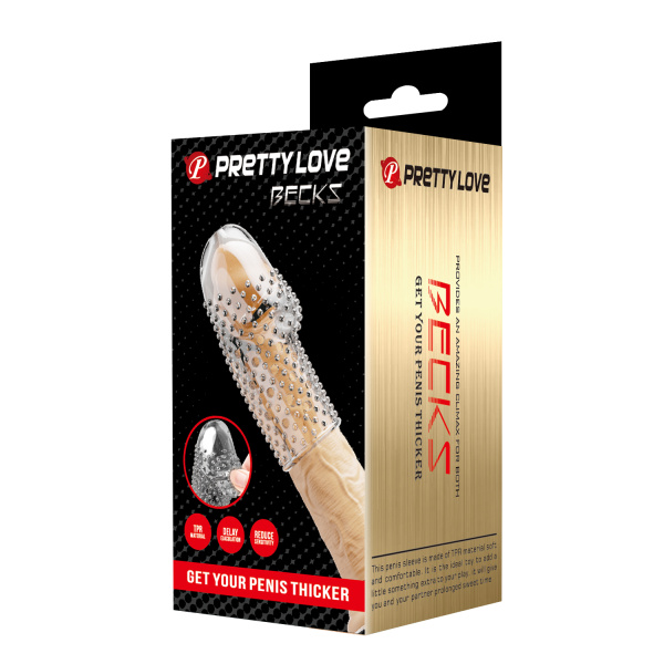 Рельефная насадка на пенис прозрачная Pretty Love BI-026290M_3