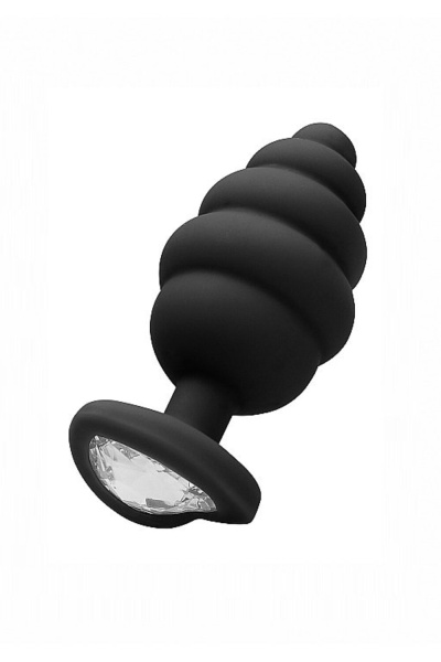 Анальная пробка Extra Large Ribbed Diamond Heart Plug_1