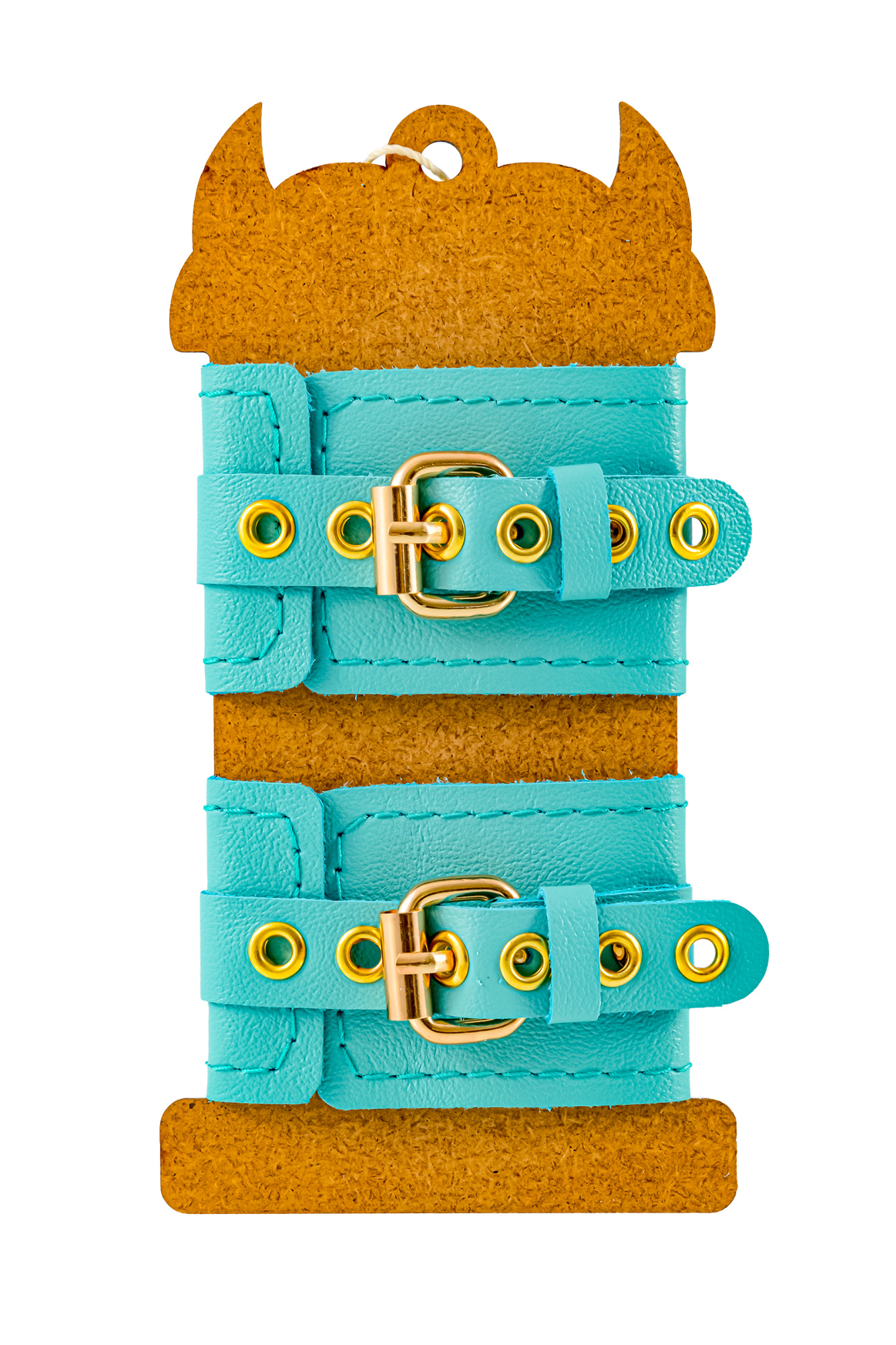 Наручники Pecado BDSM, прямоугольные, однослойные, натуральная кожа, голубой_6