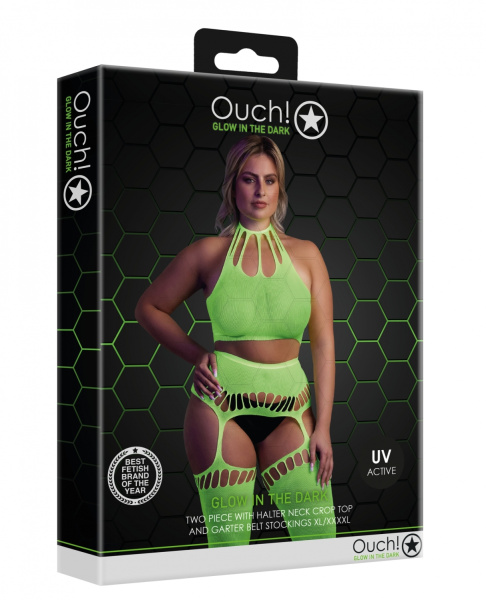 Топ в комлекте с чулками Two Piece with Crop Top and Stockings - Green - XL/XXXXL_1