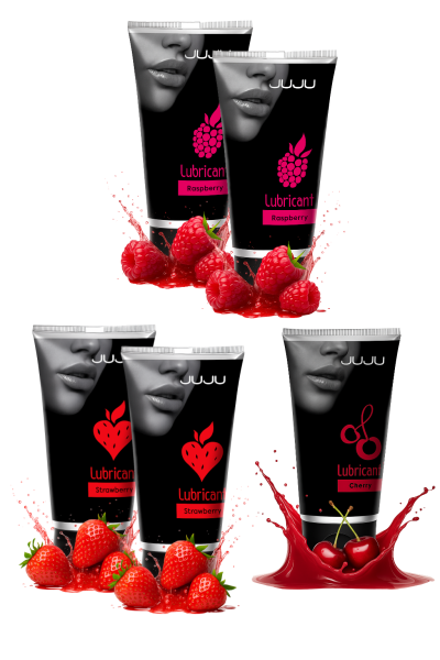 Сет съедобных лубрикантов JUJU: клубника х2, малина х2, вишня, 50ml 783JU_1