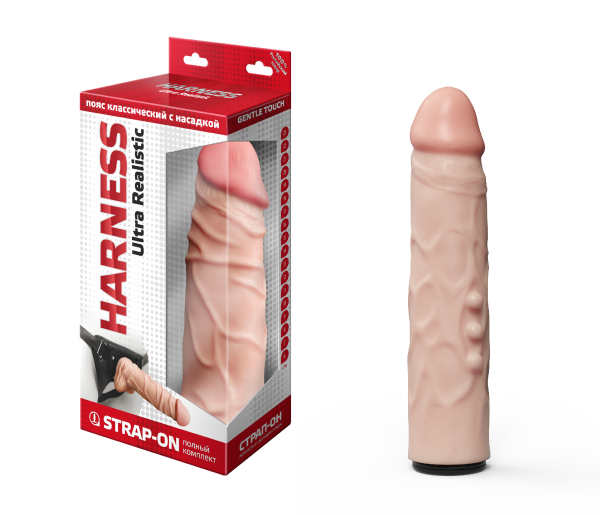 Фаллоимитатор неоскин с поясом harness в коробке (strap-on), l 215 мм d 45 мм, арт. 730903_1