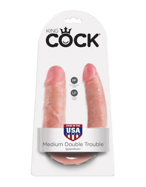 Двусторонний дилдо среднего размера телесный King Cock U-Shaped Medium Double Trouble Flesh_1