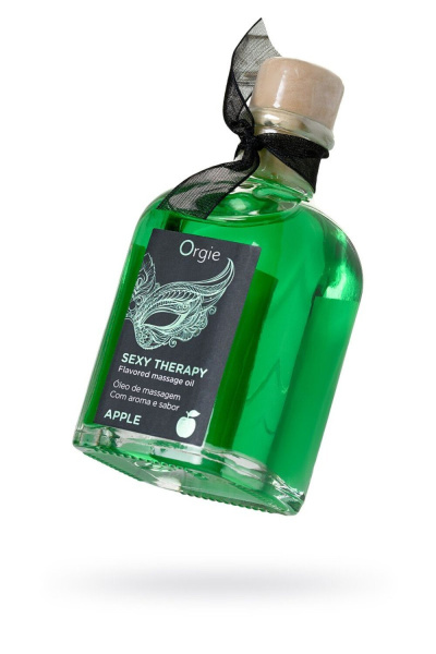Комплект для игр Orgie Lips Massage со вкусом яблока (съедобное масло, перо) 100мл_1