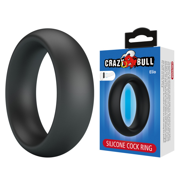 Эрекционное кольцо из силикона растягивающееся черное CRAZY BULL BI-210229_2