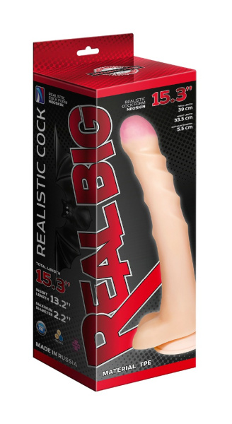 Реалистичный фаллоимитатор Супергигант с присоской в коробке 957903ru_1