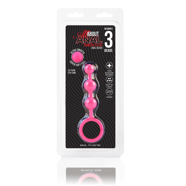 Розовые силиконовые анальные бусины Silicone Anal Beads 3 шарика_4
