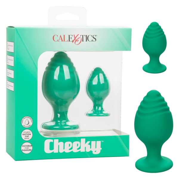 Набор из двух анальных пробок CHEEKY, зеленые_1