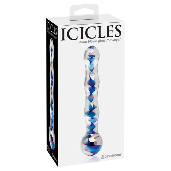 Стеклянный стимулятор Icicles No. 8 - Clear/Blue_1