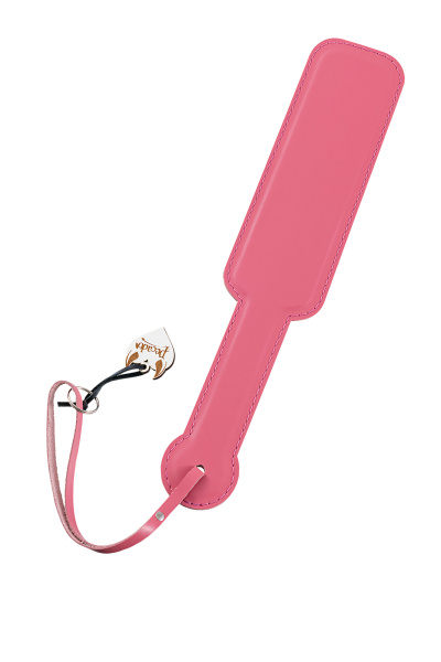 Паддл Pecado BDSM, твердыи, натуральная кожа, пластик, розовый_2