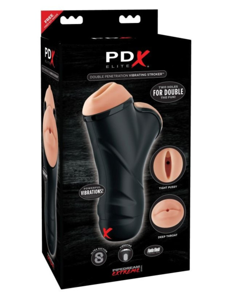 Мастурбатор с двумя тоннелями:  PDX ELITE Double Penetration Vibrating Stroker_1