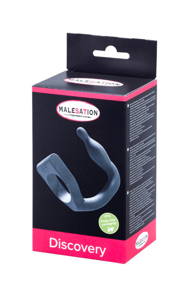 Анальная вибровтулка с эрекционным кольцом MALESATION Discovery, силикон, черный, 20,5 см_5