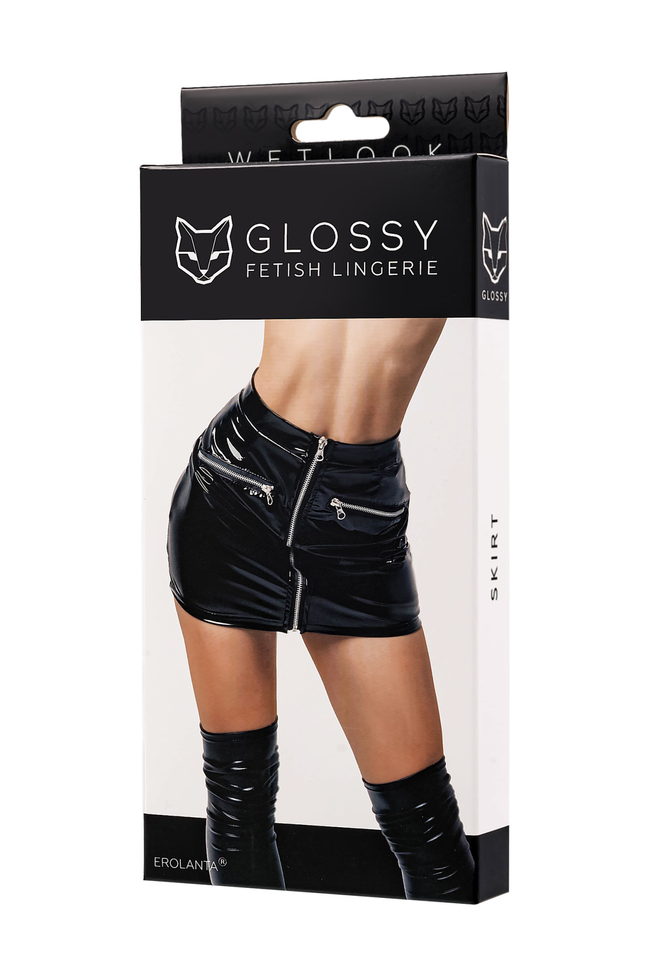Юбка Glossy Billie из материала Wetlook, черный, S_5