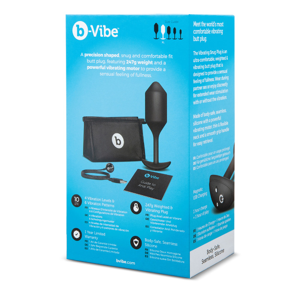 Пробка для ношения с вибрацией черная B-Vibe Vibrating Snug Plug 4_1