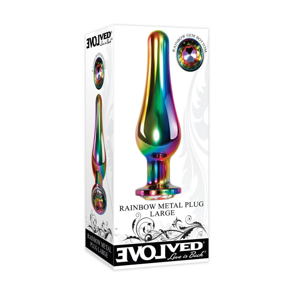Evolved RAINBOW METAL PLUG LARGE Радужная анальная пробка большая_4