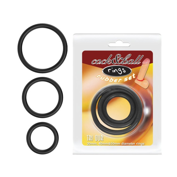 Baile Набор Эрекционных колец Cock & Ball rings Rubber Set_1