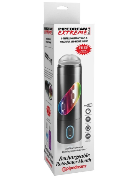 Мастурбатор-ротатор ротик с подсветкой Pipedream Extreme Toyz Rechargeable Roto-Bator Mouth_1