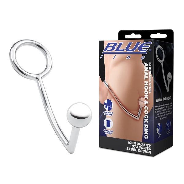Кольцо на пенис с анальным щаром Stainless Steel Anal Hook & Cock Ring_2