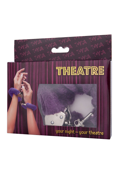 Наручники TOYFA Theatre, меховые, фиолетовые, 28 см._3
