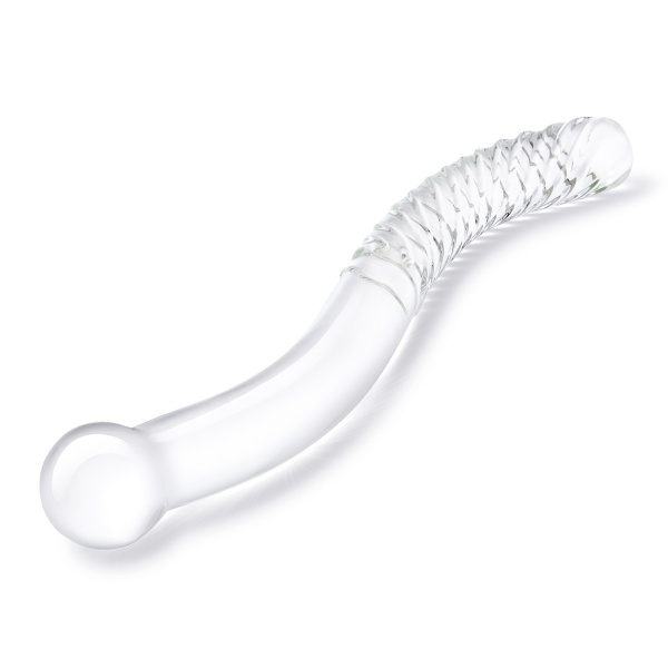 Изящный фаллоимитатор с рельефом 11 in Glass Pelvic Wand Double Ended_4