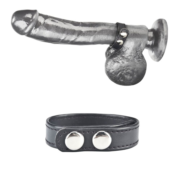 Кольцо на пенис из искусственной кожи на клепках (4-6 см) SNAP COCK RING_2