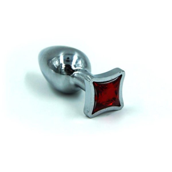 Набор из серебряной анальной пробки и четырех кристаллов в форме мастей (Small)_5