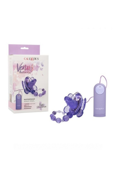 Вибромассажер-бабочка с анальной цепчкой Waterproof Venus Penis_1