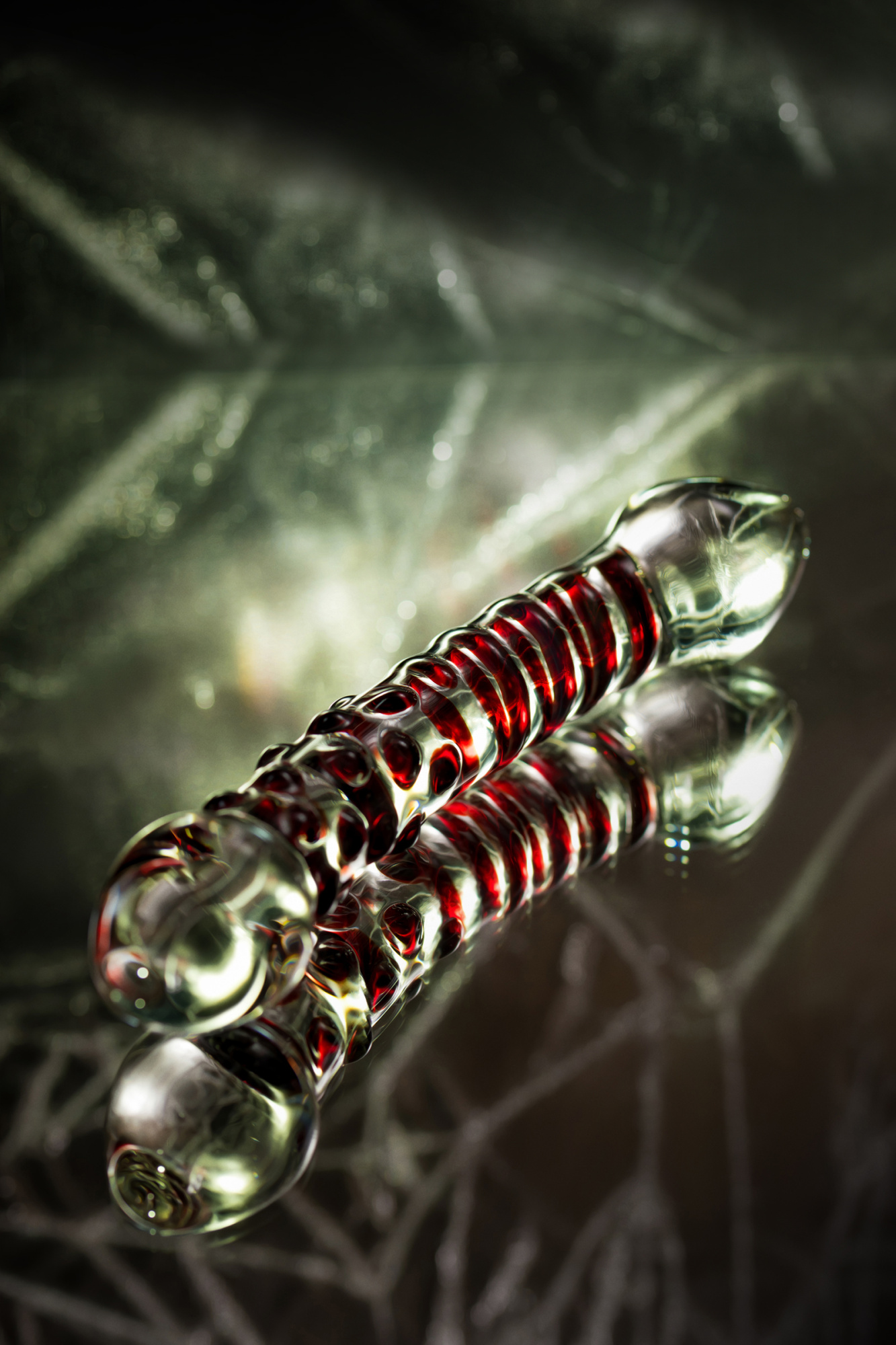 Двусторонний фаллоимитатор Sexus Glass, стекло, прозрачный, 21 см_11