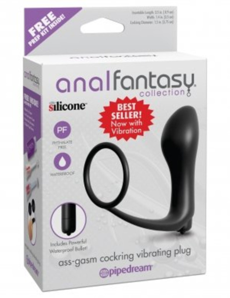 Ass-Gasm Cockring Vibrating Plug Анальная пробка с вибрацией с эрекционным кольцом_1