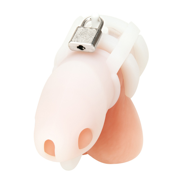 Клетка для пениса белая Silicone Small 2 in Cock Cage With Ball Divider_3