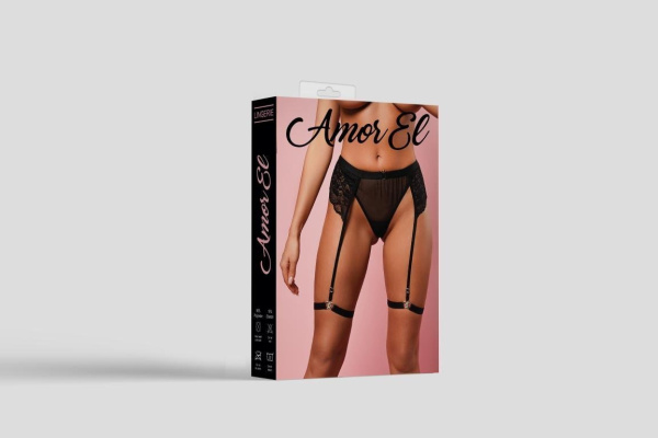 Женские трусики с поясом и гартерами S/M Black_3