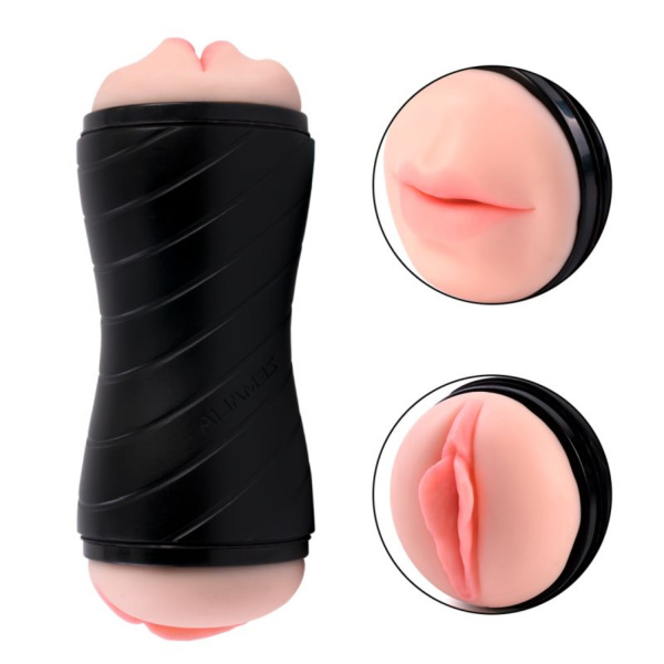 Gina Двухсторонний мастурбатор вагина и ротик с язычком и мягкими зубками в тубе_1