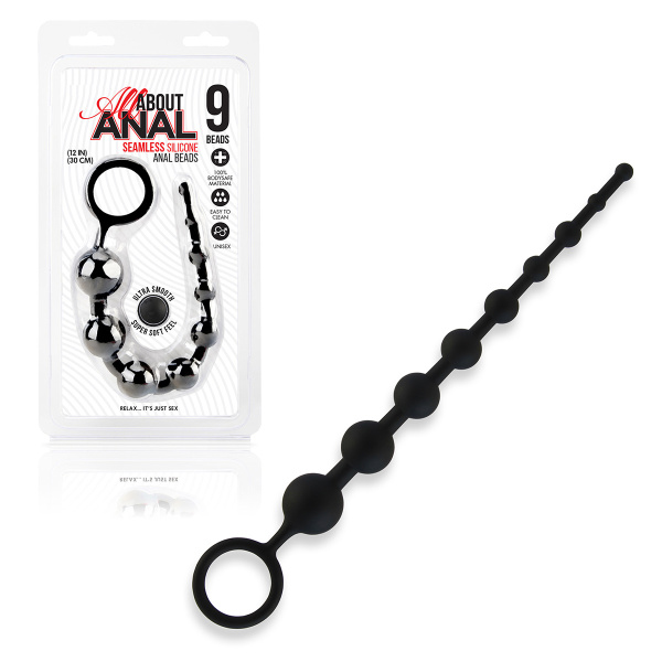 Черные силиконовые анальные бусины Silicone Anal Beads 9 шариков_2