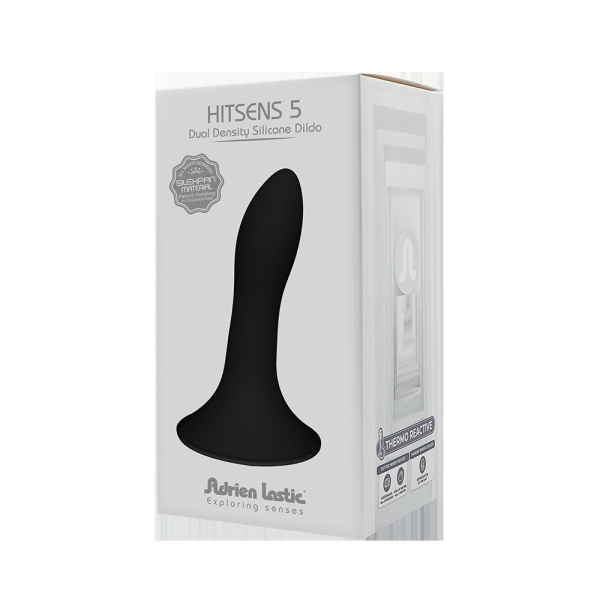 Небольшой дилдо на присоске с двойной плотностью Hitsens S05 Black ADRIEN LASTIC DILDO DUAL DENSITY_1