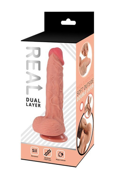 Реалистичный фаллоимитатор REAL Dual Layer, dual silicone, 17х4 см._1