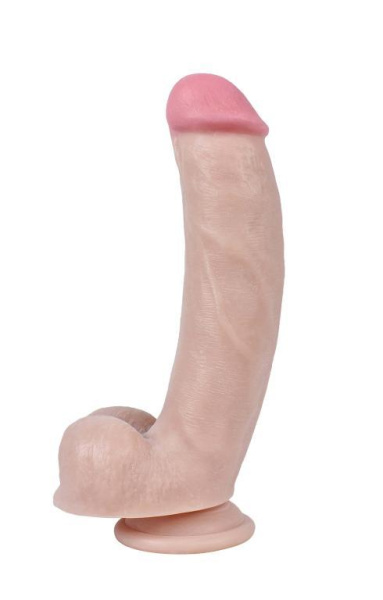 Реалистичный фаллоимитатор REAL с мошонкой на присоске, PVC, 19 x4,5 см._3