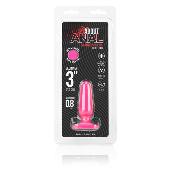 Миниатюрный розовый плаг из силикона Seamless Silicone Butt Plug 3in_4